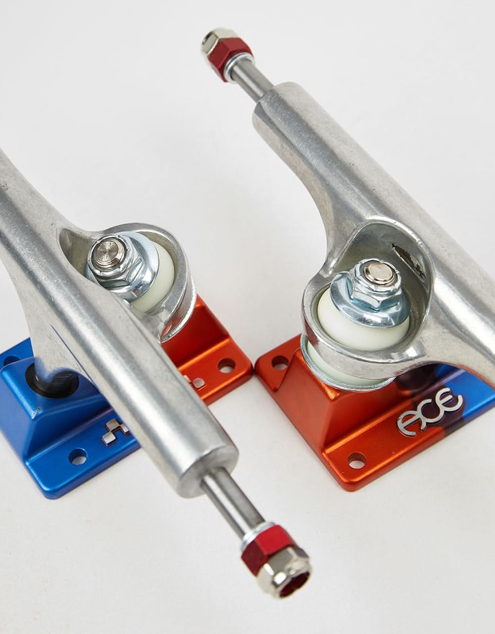 Ace AF1 Skateboard Trucks - Polished/Orange-Blue (Pair) - Image 2