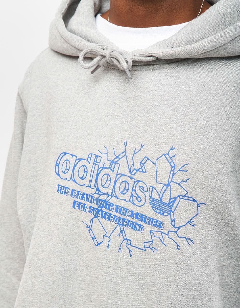 Adidas Breakthru Pullover Hoodie - Medium Grey Heather/Team Royal Blue - Image 3