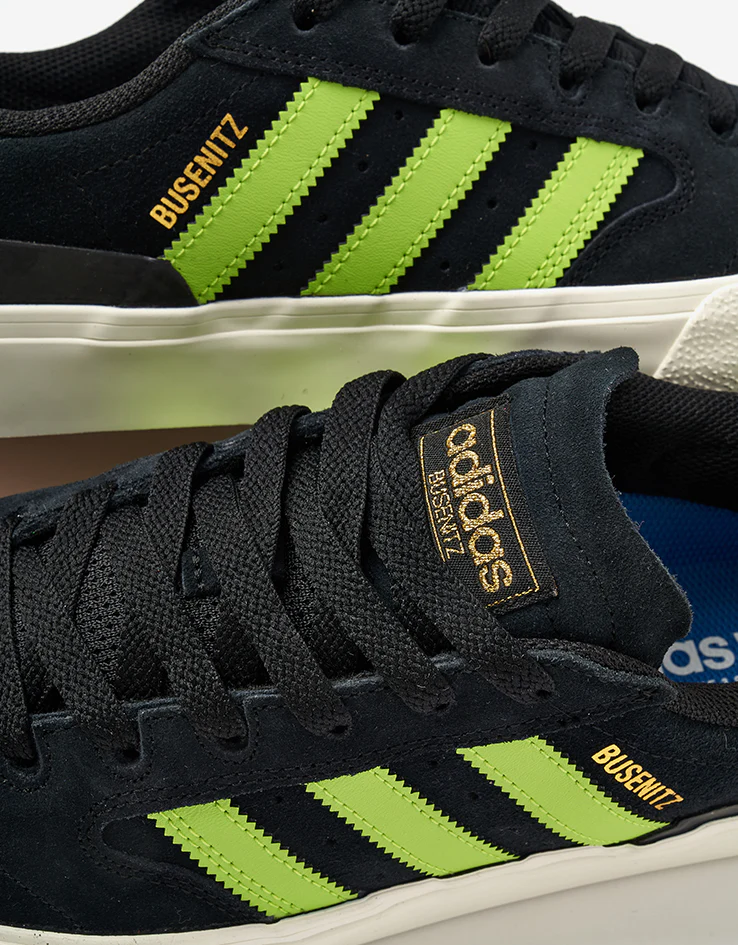 adidas Busenitz Vulc II Skate Shoes - Core Black/Solar Lime/Gold Metallic - Image 6