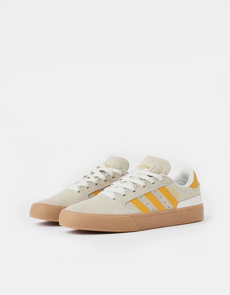 adidas Busenitz Vulc II Skate Shoes - Crystal White/Preloved Yellow/Gold Metallic - Image 3