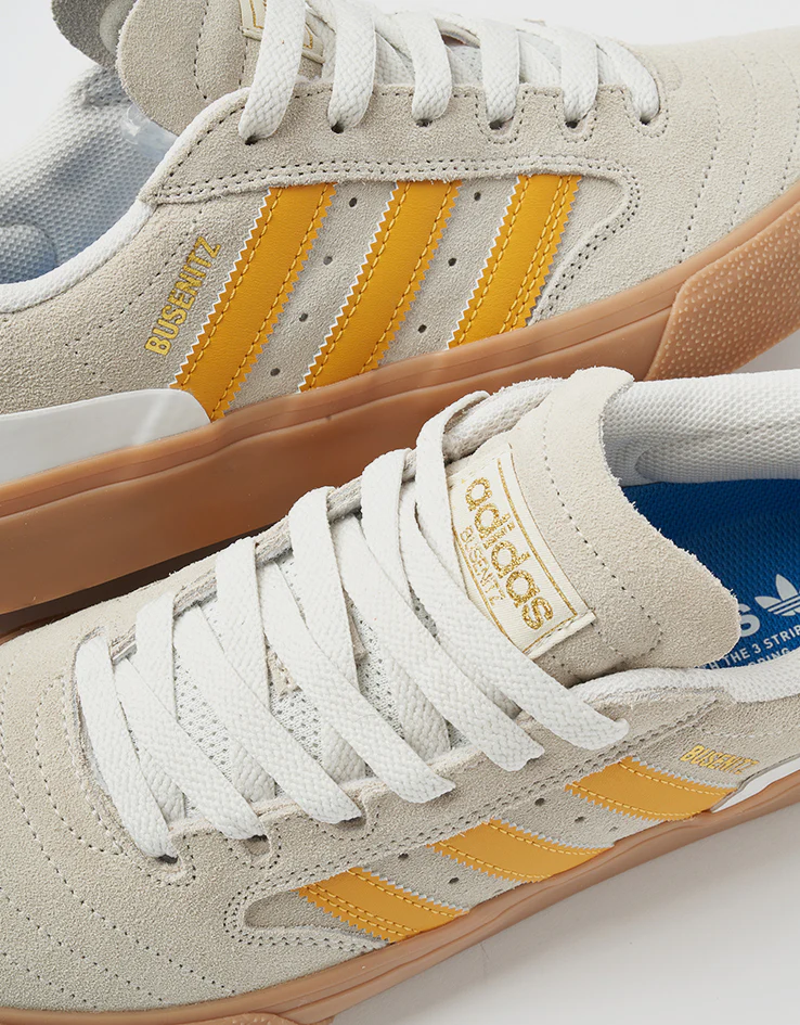 adidas Busenitz Vulc II Skate Shoes - Crystal White/Preloved Yellow/Gold Metallic - Image 7