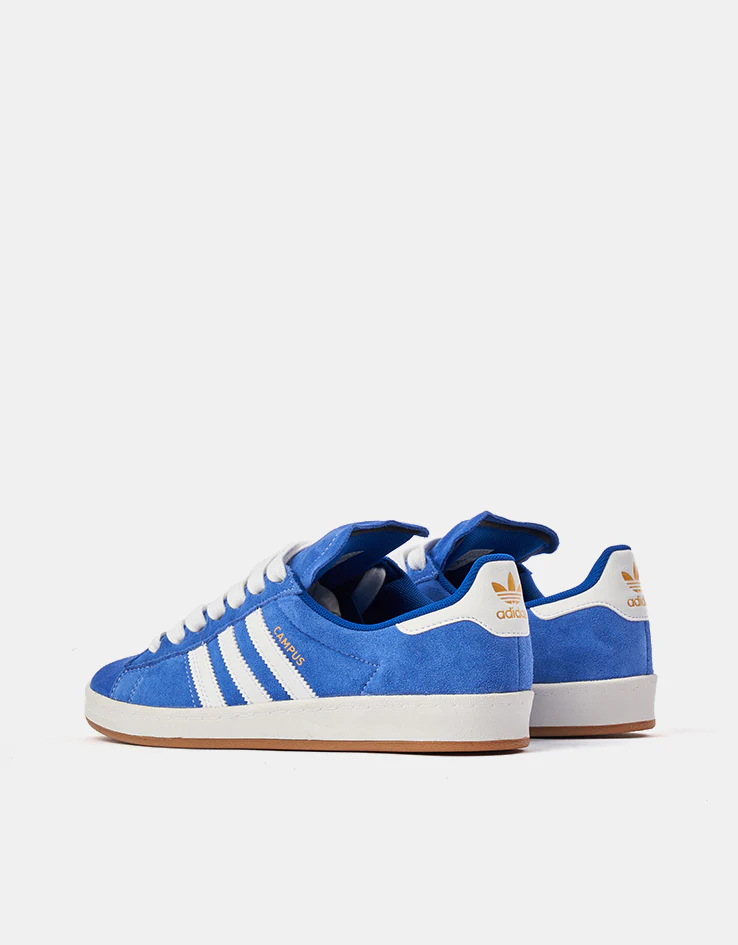 adidas Campus ADV Skate Shoes - Royal Blue/White/Gold Metallic - Image 4