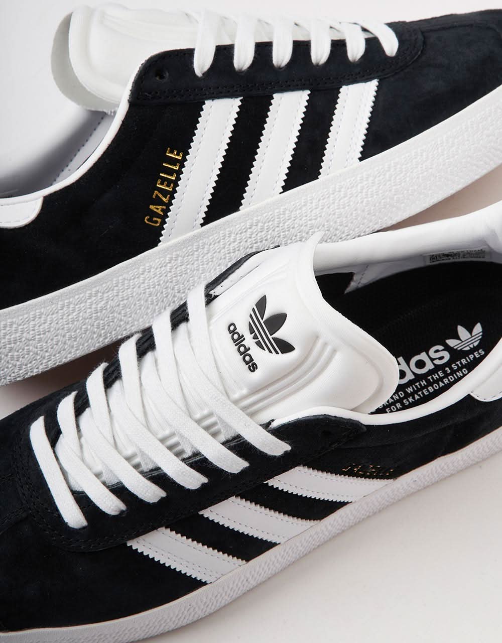 adidas Gazelle ADV Skate Shoes - Core Black/White/Gold Metallic - Image 4