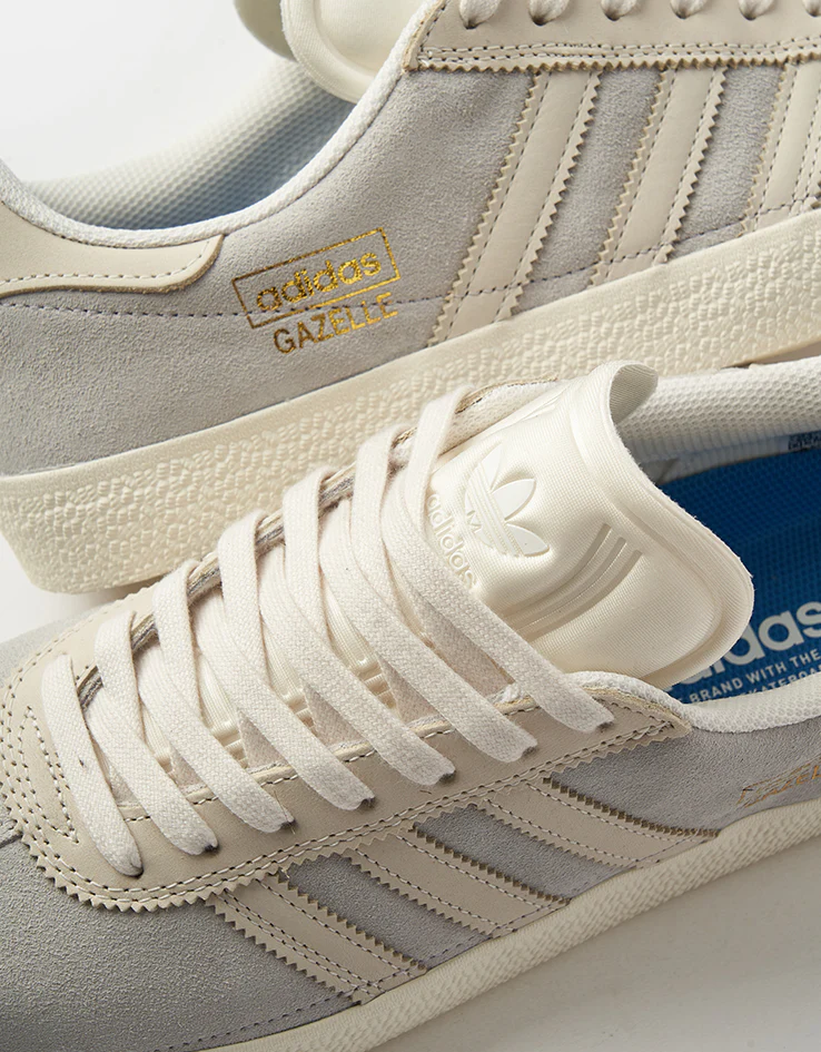 adidas Gazelle ADV Skate Shoes - Grey/Chalk White/Gold Metallic - Image 7