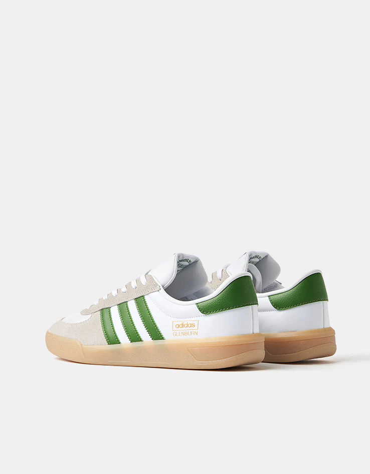 adidas Glenburn Skate Shoes - White/Crew Green/Gum - Image 5