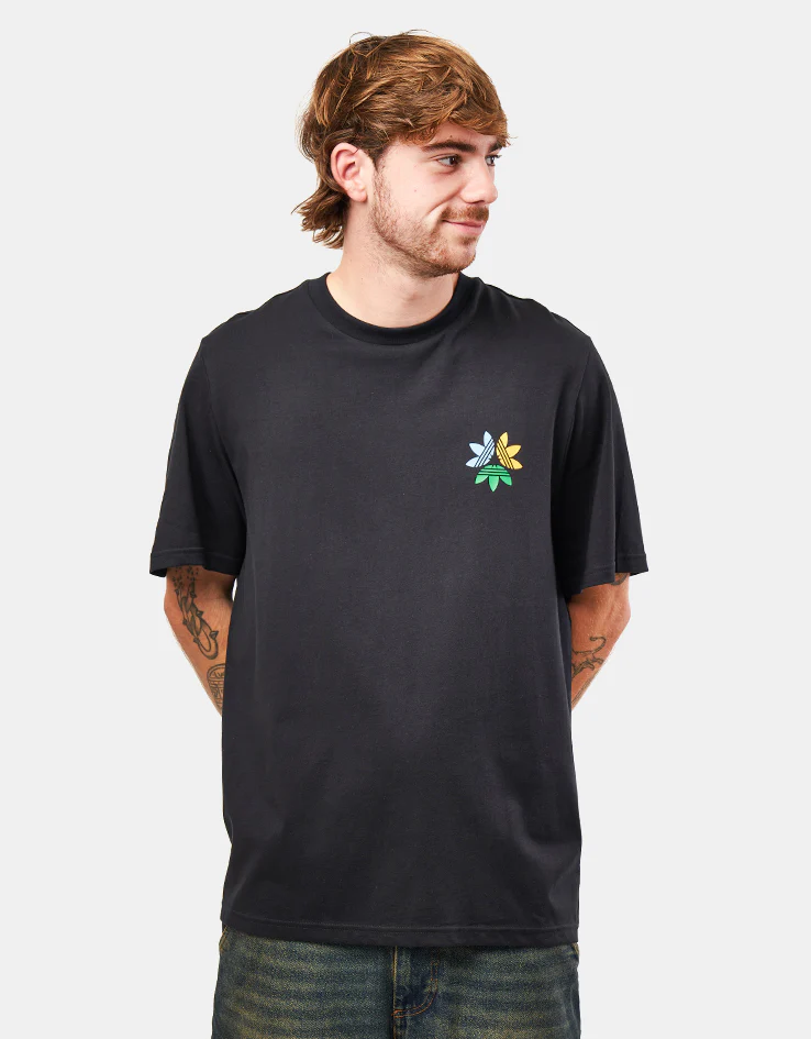 adidas Pinwheel Trefoil T-Shirt - Black/Crew Yellow - Image 2