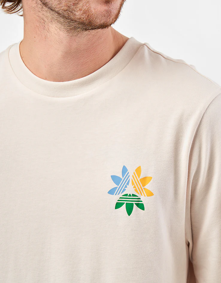 adidas Pinwheel Trefoil T-Shirt - Wonder White/Crew Yellow - Image 4