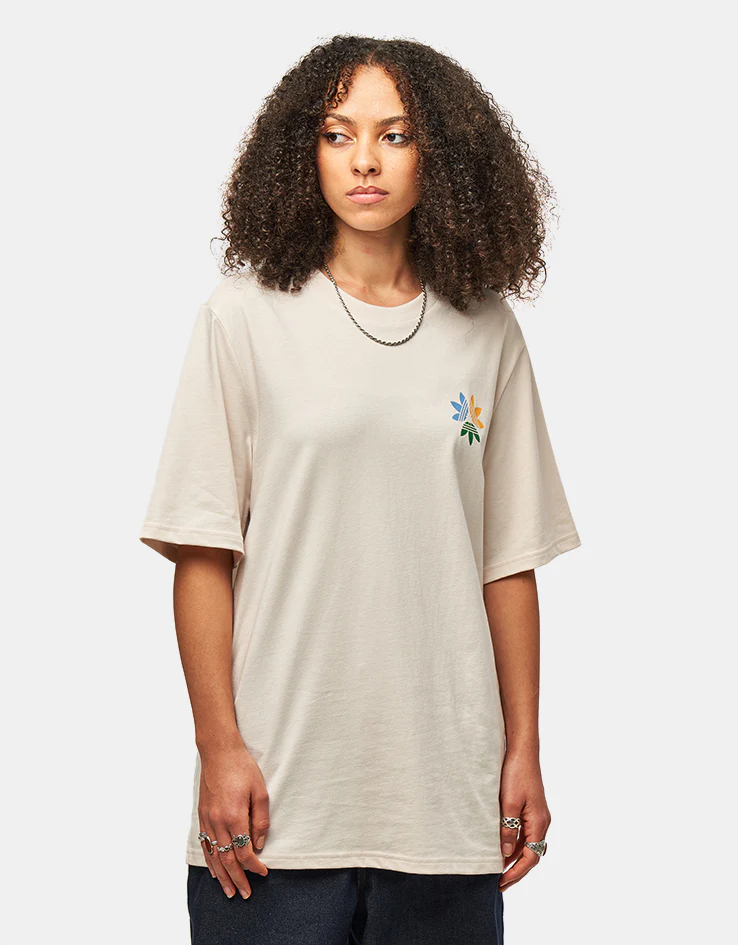 adidas Pinwheel Trefoil T-Shirt - Wonder White/Crew Yellow - Image 6