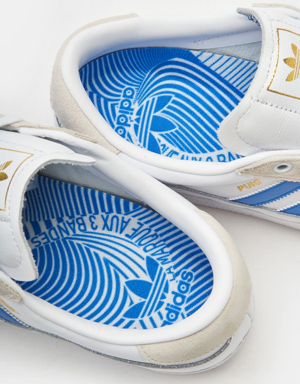 adidas Puig Indoor Skate Shoes - White/Bluebird/Gold Metallic - Image 4