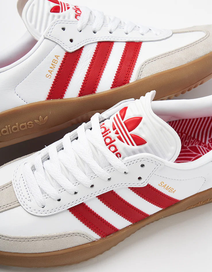 adidas Puig Samba Skate Shoes - White/Better Scarlet/Gum - Image 6
