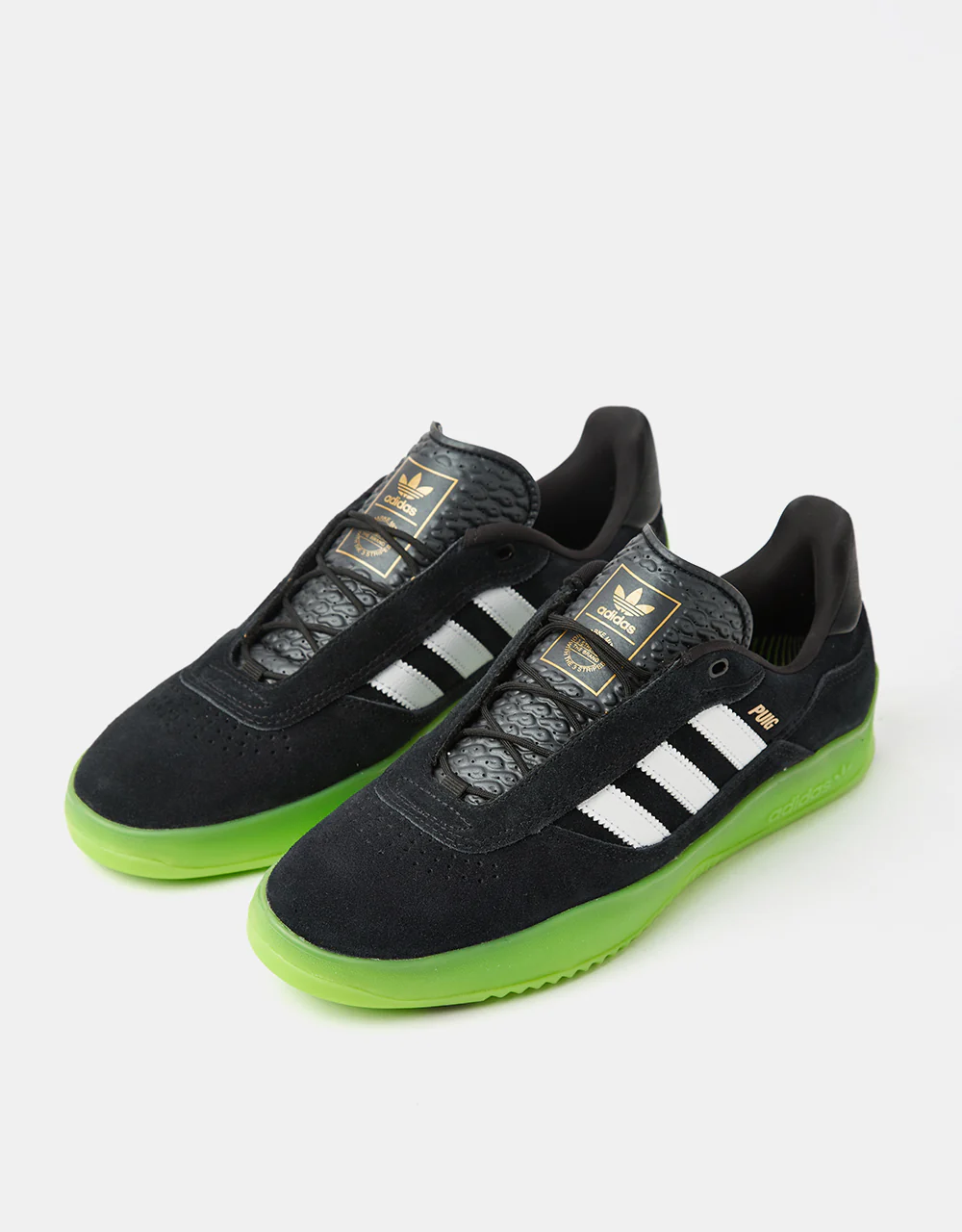 adidas Puig Skate Shoes - Core Black/White/Semi Solar Green - Image 3