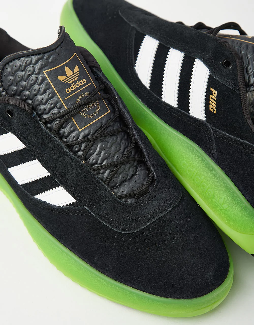 adidas Puig Skate Shoes - Core Black/White/Semi Solar Green - Image 4
