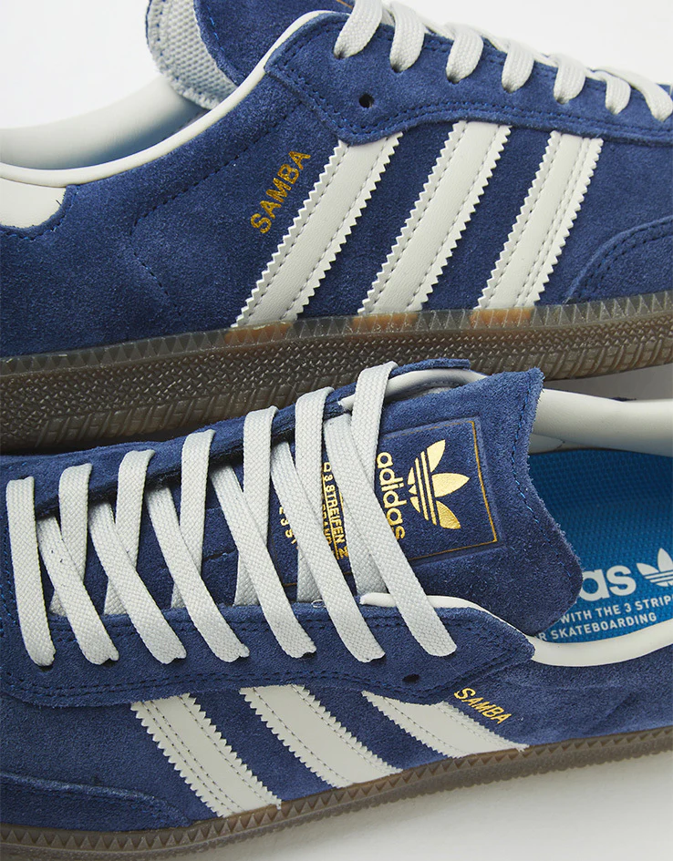 adidas Samba ADV Skate Shoes - Dark Blue/Grey/Gum - Image 6