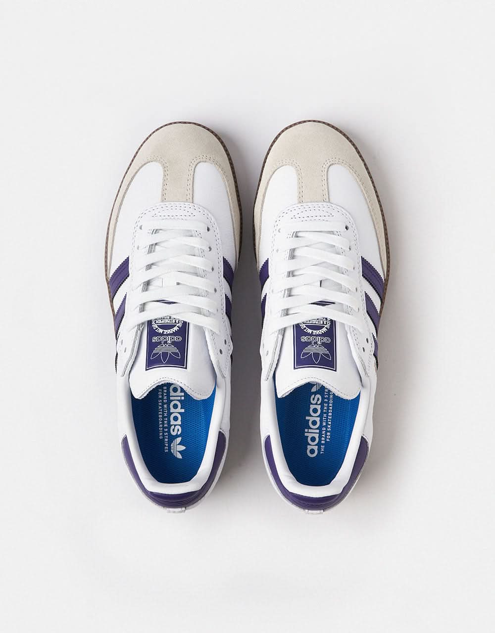 adidas Samba ADV Skate Shoes - White/Collegiate Purple/Gold Metallic - Image 3