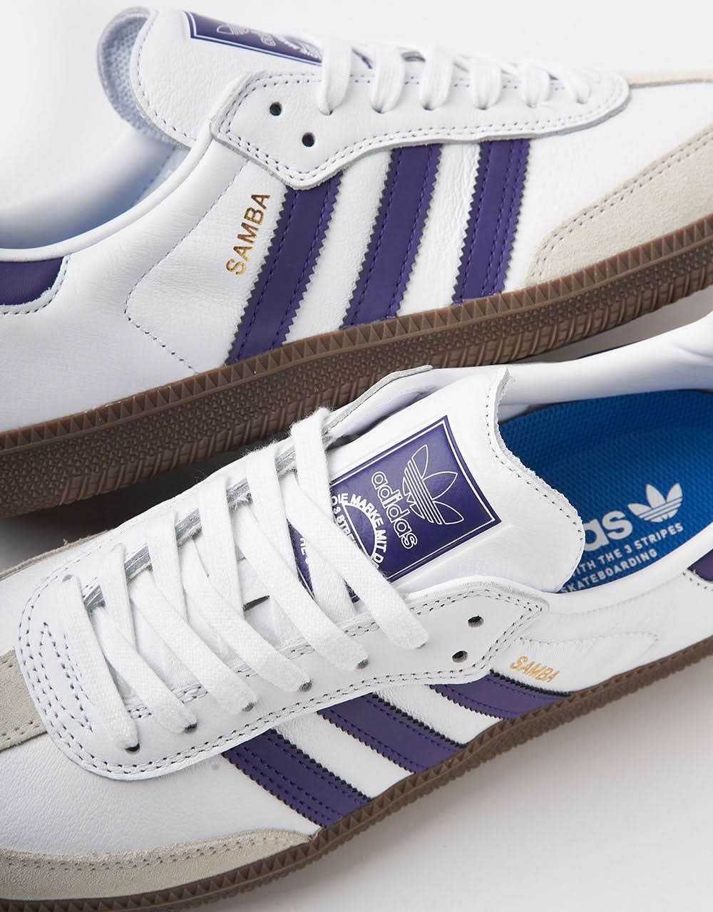 adidas Samba ADV Skate Shoes - White/Collegiate Purple/Gold Metallic - Image 5