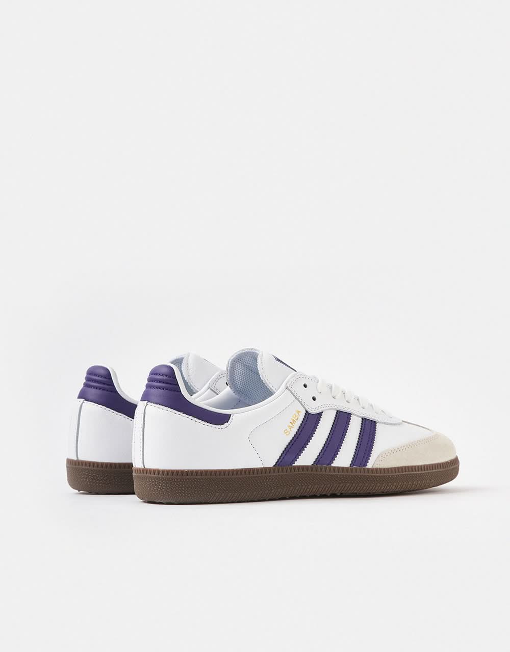 adidas Samba ADV Skate Shoes - White/Collegiate Purple/Gold Metallic - Image 7