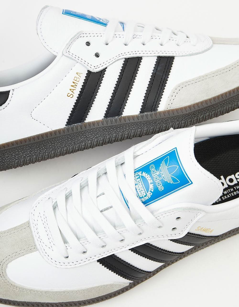 adidas Samba ADV Skate Shoes - White/Core Black/Gum - Image 4