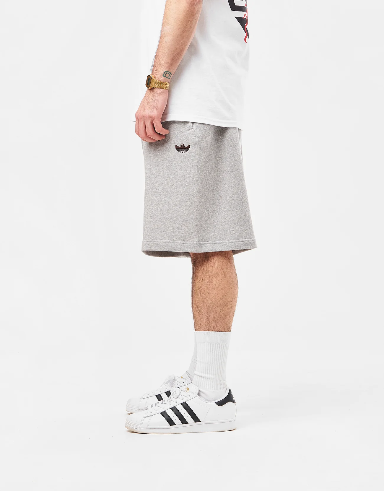 adidas Shmoo Featherweight Shorts - Medium Grey Heather/Dark Brown - Image 3