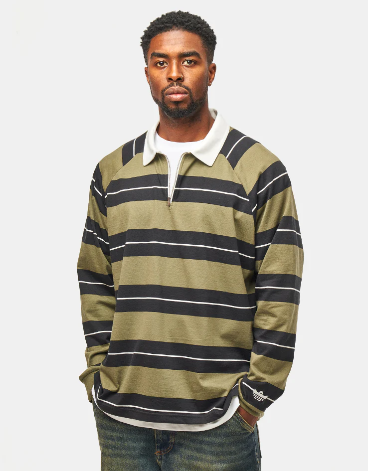 adidas Shmoo Rugby Shirt - Olive/Black/White - Image 6