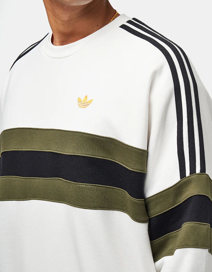 adidas Skate OG Crew - Core White/Olive Strata/Black - Image 3