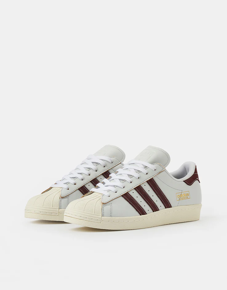 adidas Superstar 80 ADV Skate Shoes - Crystal White/Shadow Red/Off White - Image 3