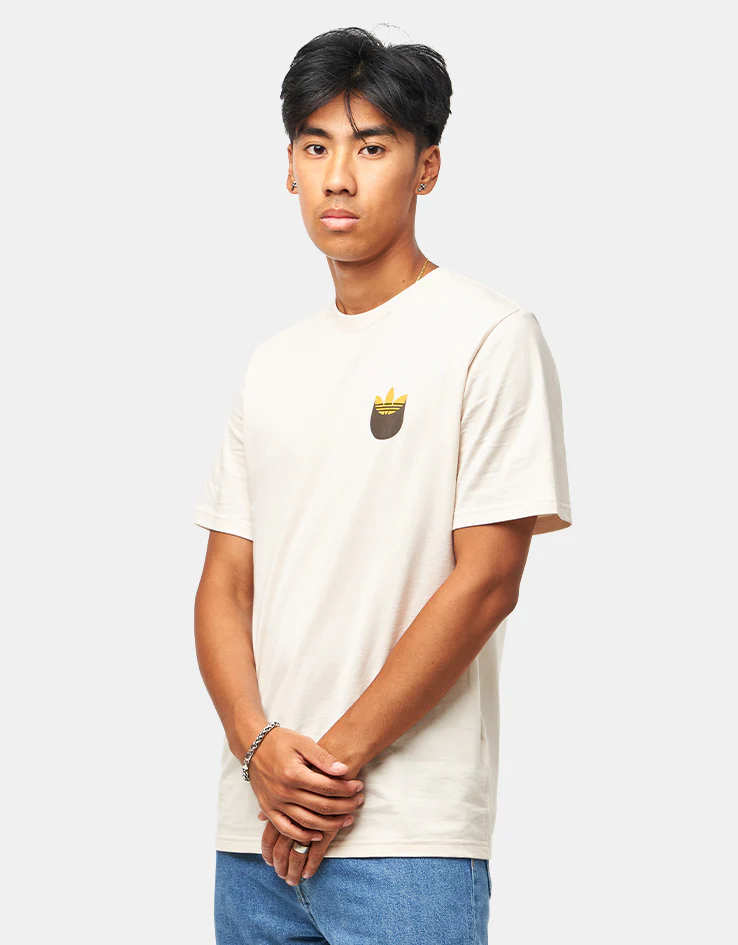 adidas Trefoil Shadow T-Shirt - Wonder White/Rustic Orange - Image 3