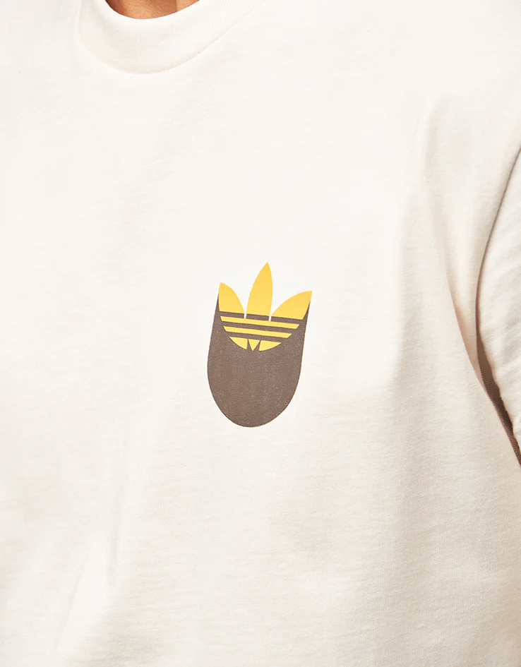 adidas Trefoil Shadow T-Shirt - Wonder White/Rustic Orange - Image 5