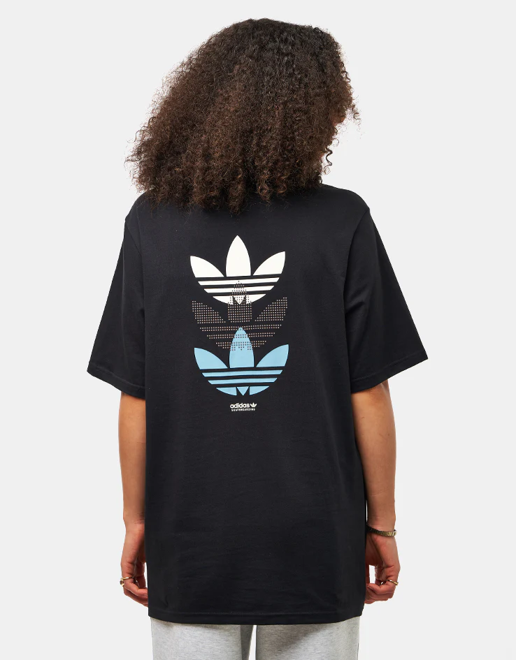 adidas Triple Trefoil T-Shirt - Black/Preloved Blue - Image 3