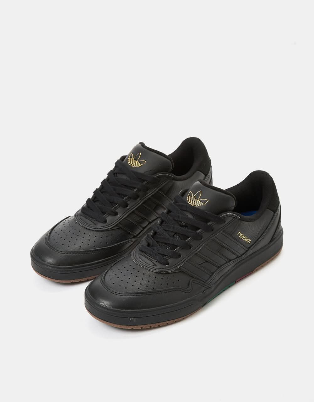 adidas Tyshawn II Skate Shoes - Core Black/Core Black/Collegiate Green - Image 3