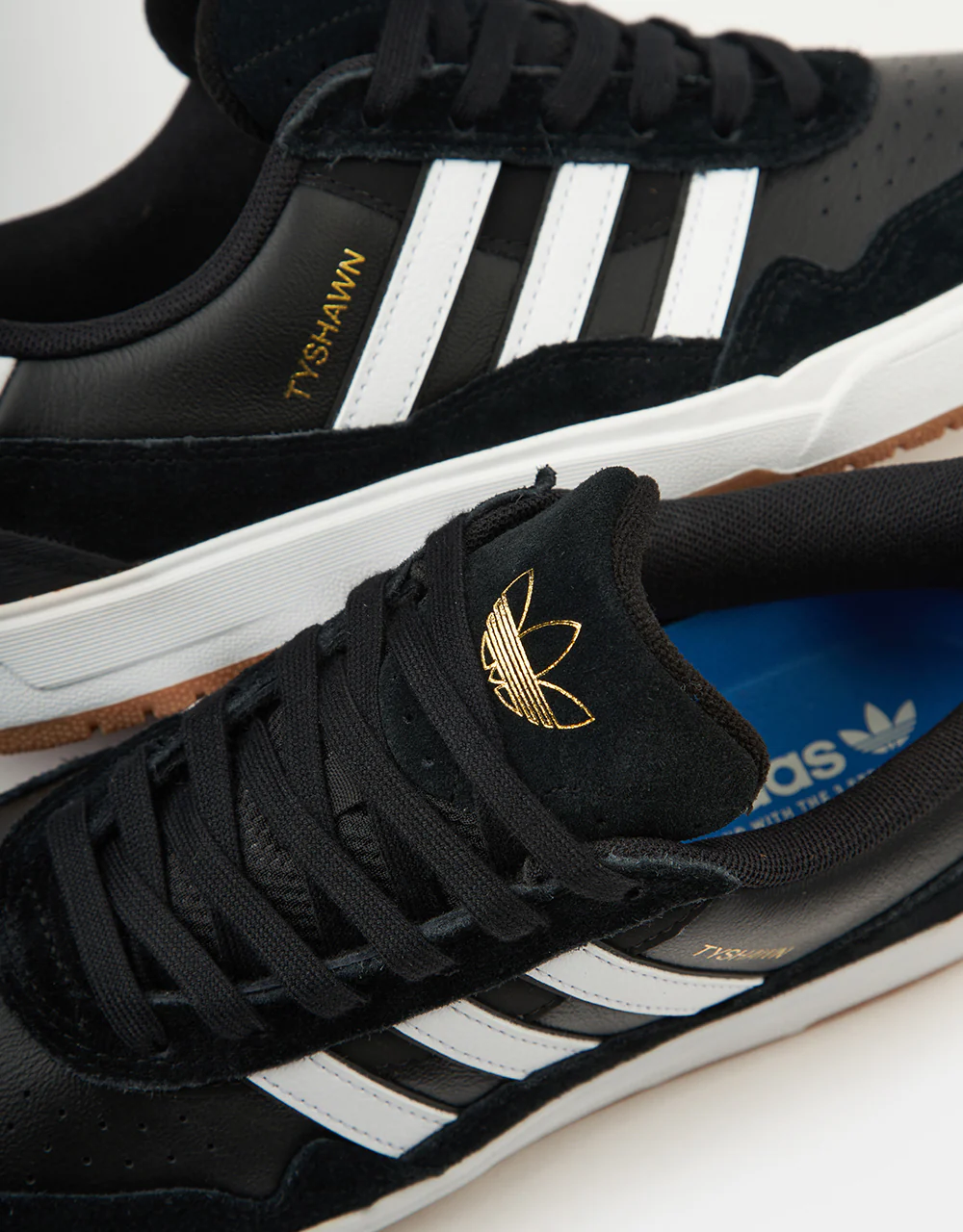 adidas Tyshawn II Skate Shoes - Core Black/White/Gum - Image 8
