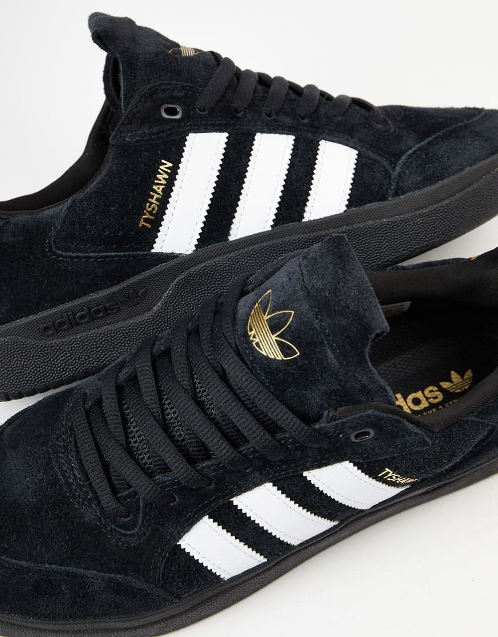 adidas Tyshawn Low Skate Shoes - Core Black/Core Black/White - Image 4