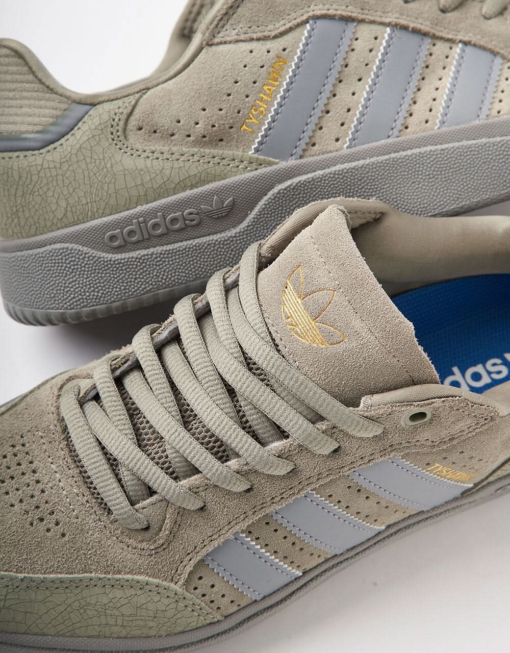 adidas Tyshawn Low Skate Shoes - Silver Pebble/Grey/Gold Metallic - Image 5