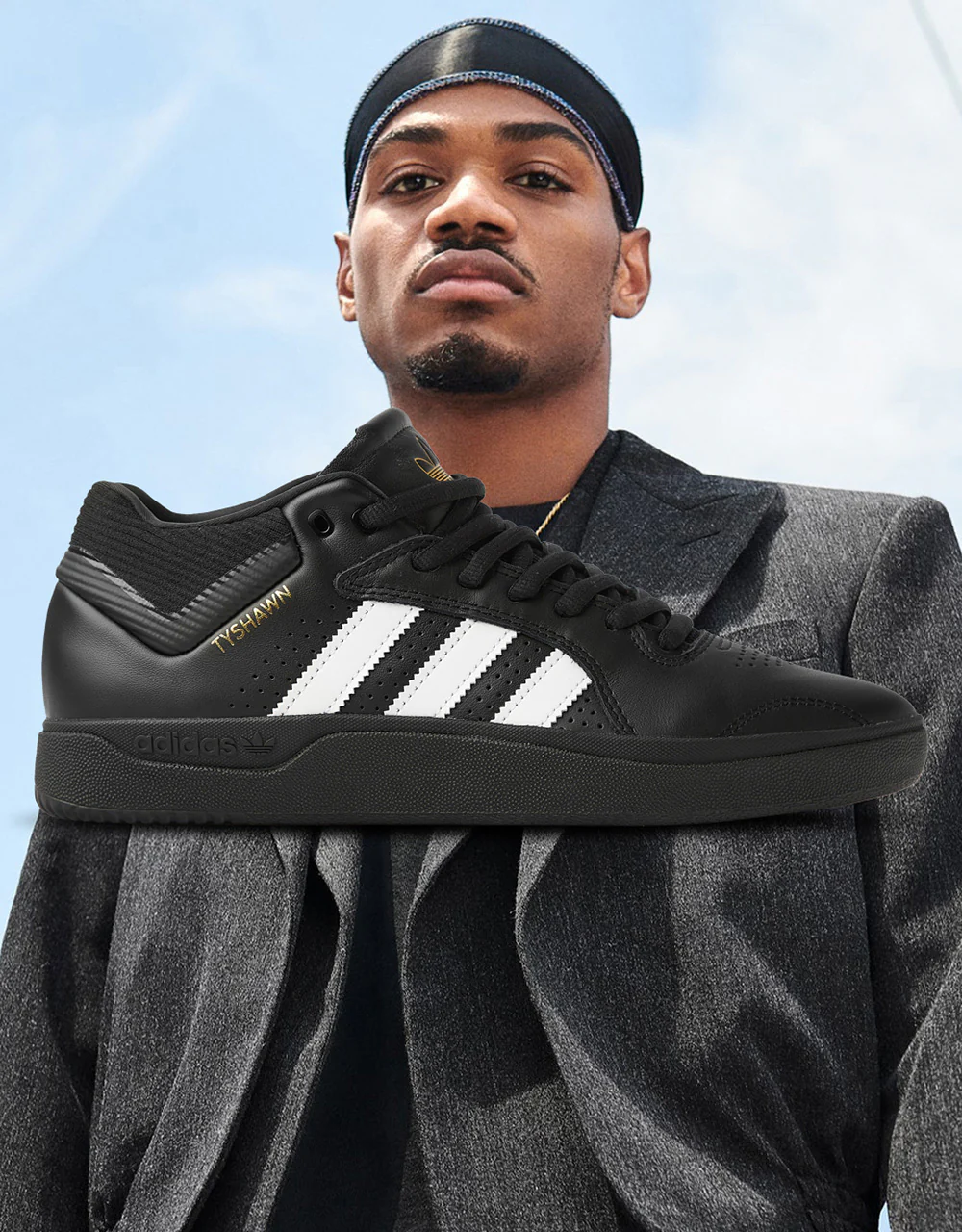 adidas Tyshawn Skate Shoes - Core Black/Ftw White/Gold Metallic - Image 2