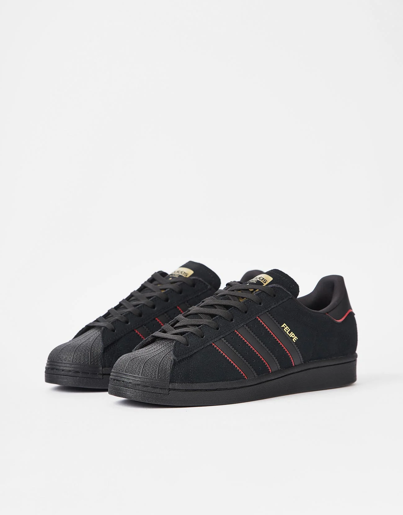 adidas x Felipe Superstar ADV Skate Shoes - Core Black/Better Scarlet/Gold Metallic - Image 3