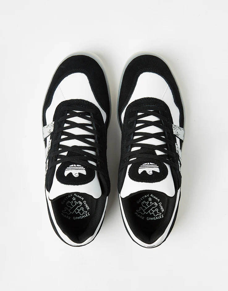 adidas x Gustav Tønnesen Aloha Super Skate Shoes - Core Black/White/Chalk White - Image 3