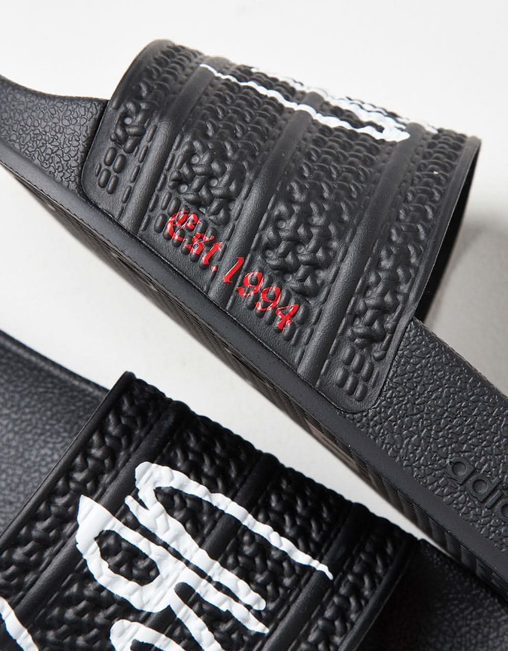 adidas x Korn Adilette Slides - Core Black/White/Better Scarlet - Image 3