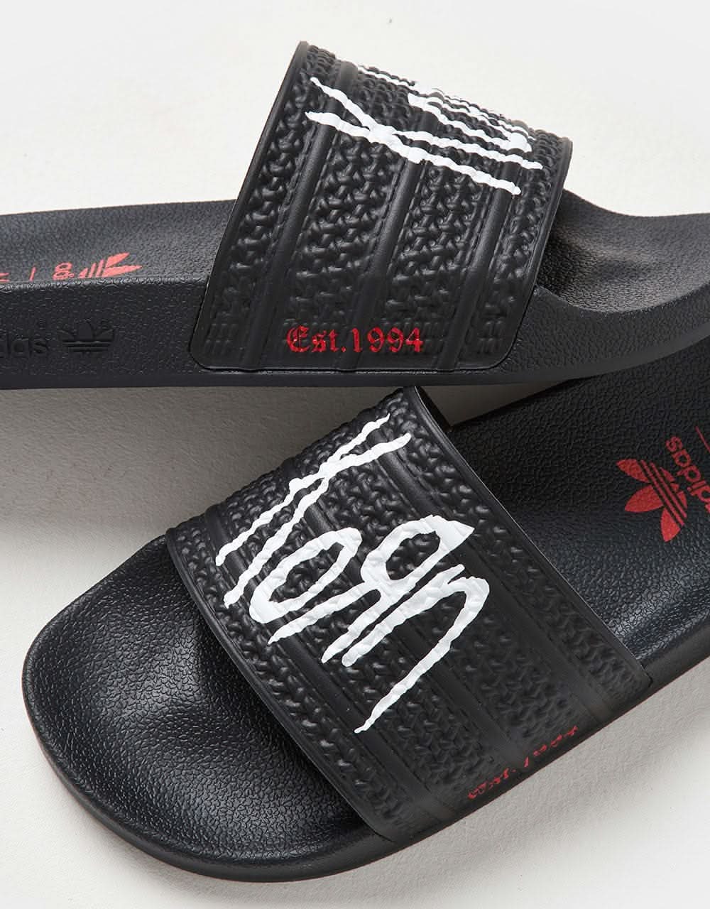 adidas x Korn Adilette Slides - Core Black/White/Better Scarlet - Image 5