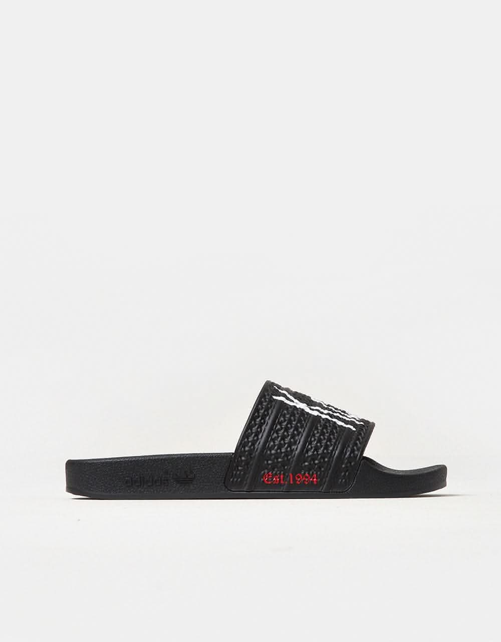 adidas x Korn Adilette Slides - Core Black/White/Better Scarlet - Image 6