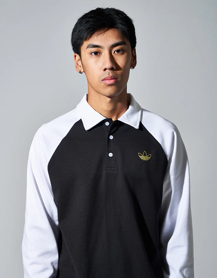 adidas x Tyshawn Rugby Polo Shirt - Black/White - Image 3
