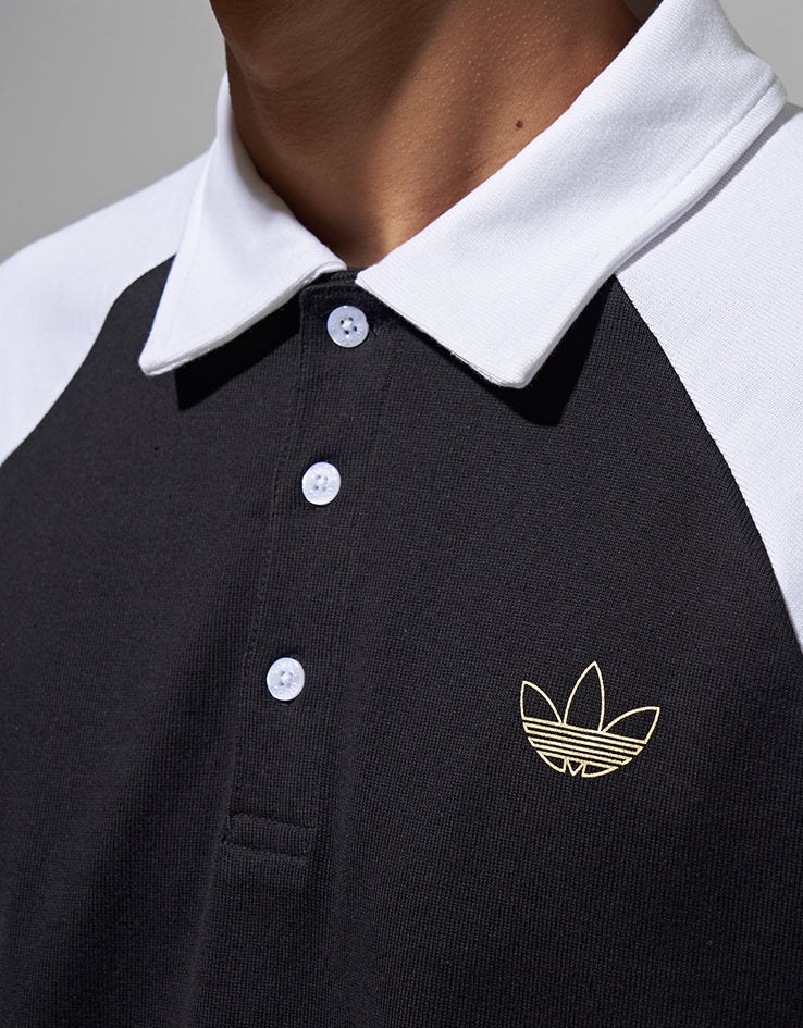 adidas x Tyshawn Rugby Polo Shirt - Black/White - Image 4