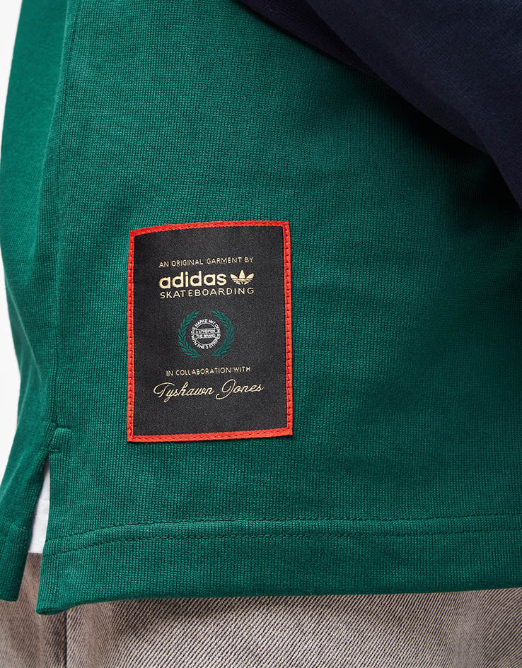 adidas x Tyshawn Rugby Polo Shirt - Collegiate Green/Legend Ink - Image 3