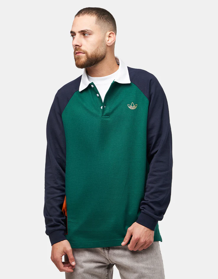 adidas x Tyshawn Rugby Polo Shirt - Collegiate Green/Legend Ink - Image 4