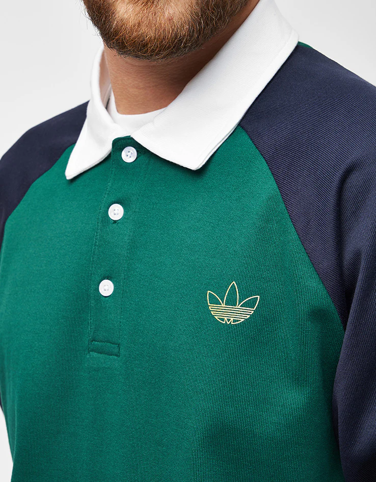 adidas x Tyshawn Rugby Polo Shirt - Collegiate Green/Legend Ink - Image 5