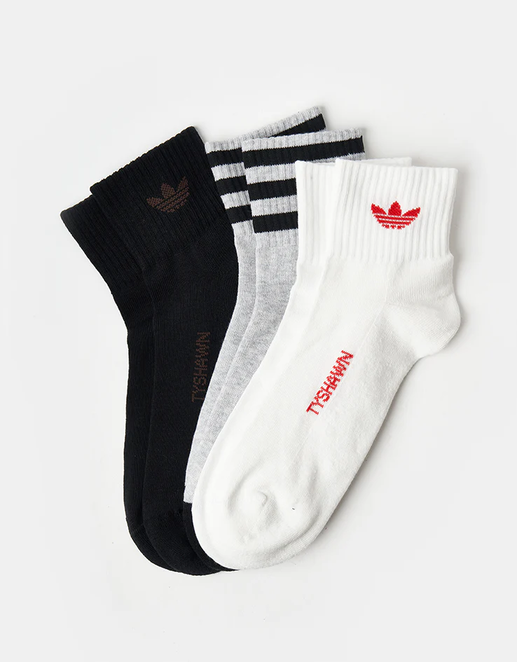 adidas x Tyshawn Socks - White/Grey Heather/Black - Image 4