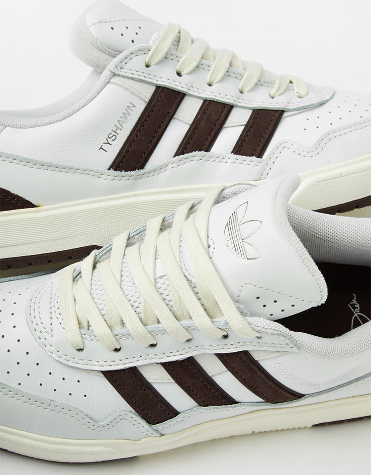adidas x Zach Saraceno Tyshawn II Skate Shoes - Crystal White/Shadow Brown/Off White - Image 8