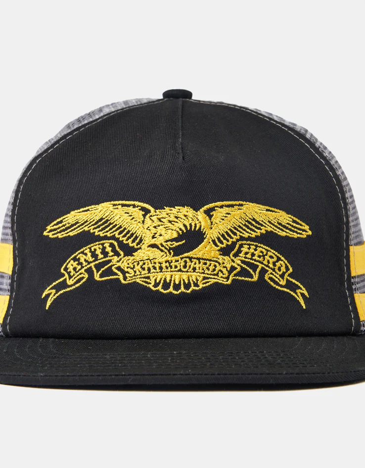 Anti Hero Basic Eagle Mesh Cap - Black/Charcoal/Yellow - Image 2