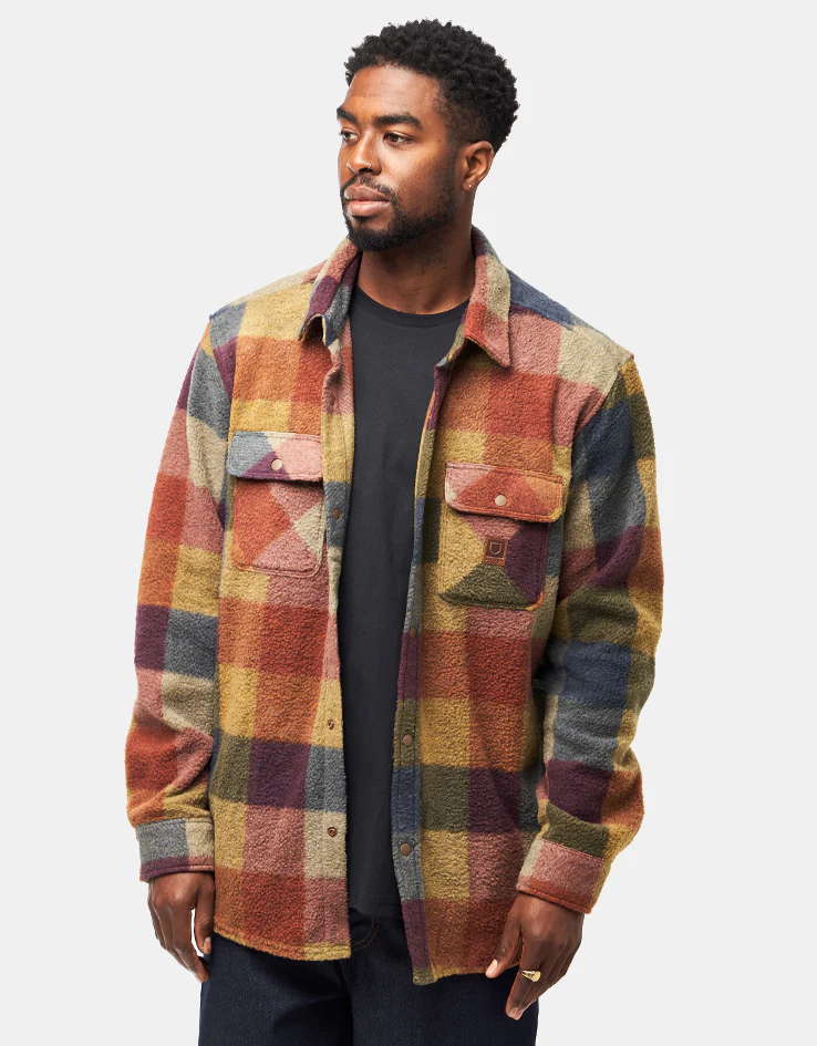 Brixton Bowery Arctic Stretch Fleece L/S Shirt - Rust/Copper Plaid - Image 2