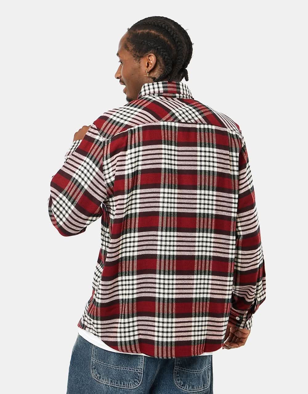 Brixton Bowery L/S Flannel Shirt - Island Berry/Whitecap/Black - Image 3