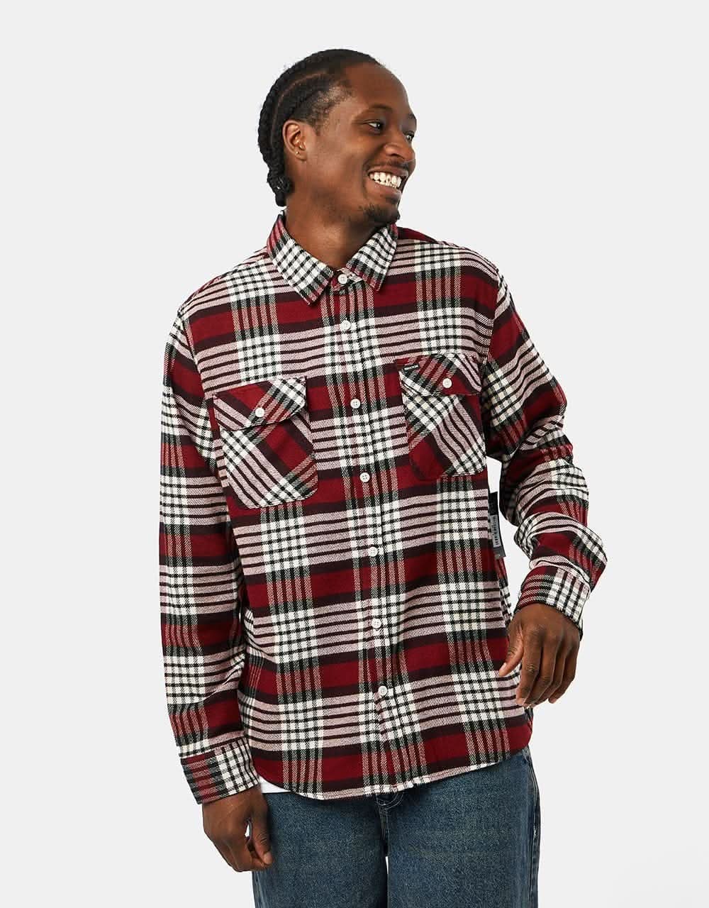 Brixton Bowery L/S Flannel Shirt - Island Berry/Whitecap/Black - Image 5