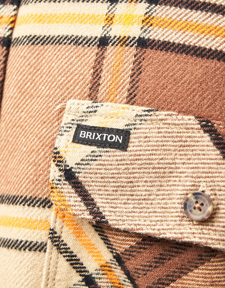 Brixton Bowery L/S Flannel Shirt - Sand/Pinecone/Solar Orange - Image 5